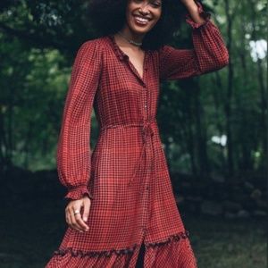 Faherty Brand Long Sleeve Gingham Dress WDH1807-RBG
